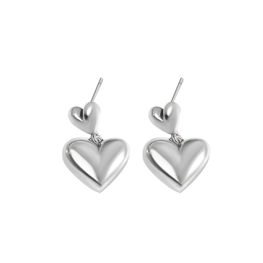 Love Heart Trendy Heart-shaped Eardrops Sweet Rings