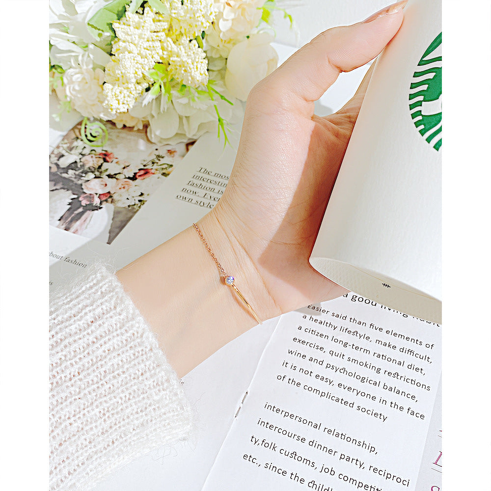 Bracelets en acier titane plaqué or Rose pour femmes, ornement minoritaire Simple