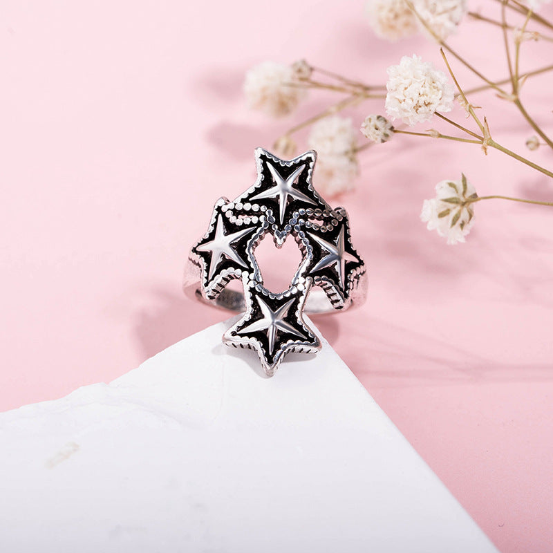 Korean Style Retro Temperament Flow Fashion Five-pointed Ring