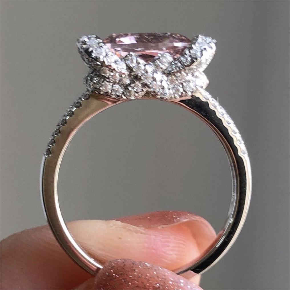 Women's Pink Diamond Sier Fashion Zircon Ornament Popular Rings