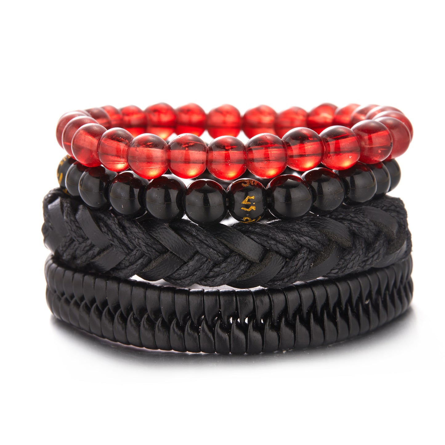 Men's Beaded Leather Fashion Woven Combination Suit Bracelets