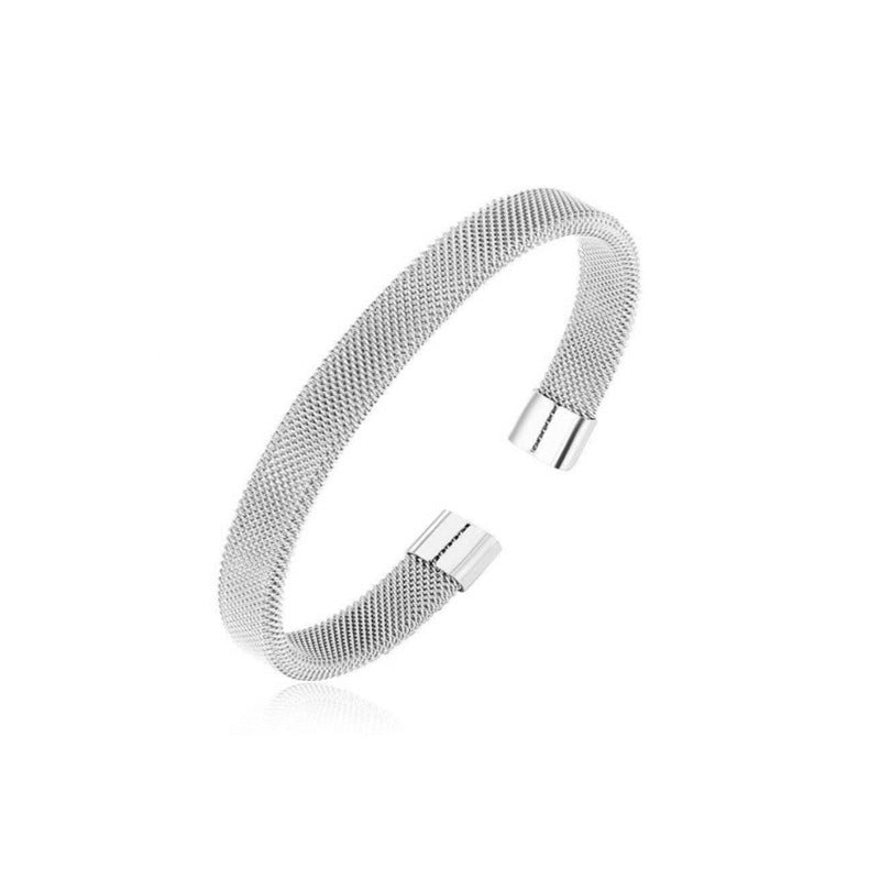 Men's Stainless Steel Simple Mesh Open Elastic Bracelets