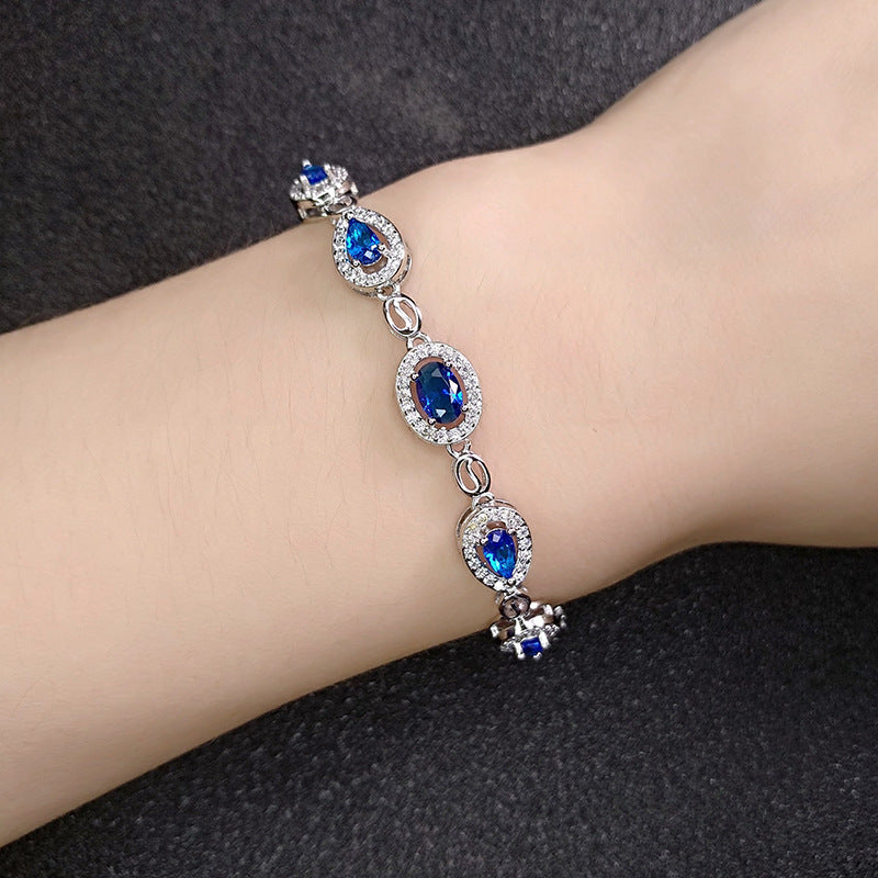 Women's Low Luxury White Gold Plated Sapphire Bracelets