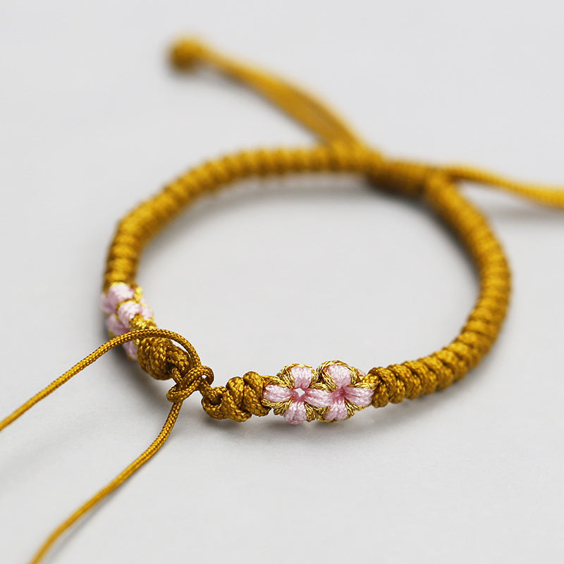 Exquisite Carrying Strap Peach Blossom Knot Braided Rope Bracelets