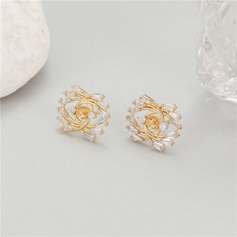 Special Interest Light Luxury High-grade Female Zircon Pearl Holder Irregular Earrings