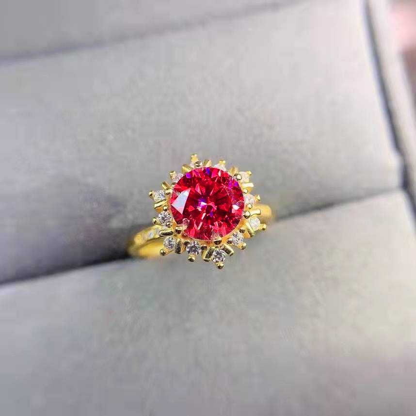 Plated Red Corundum Female Carat Snowflake Rings