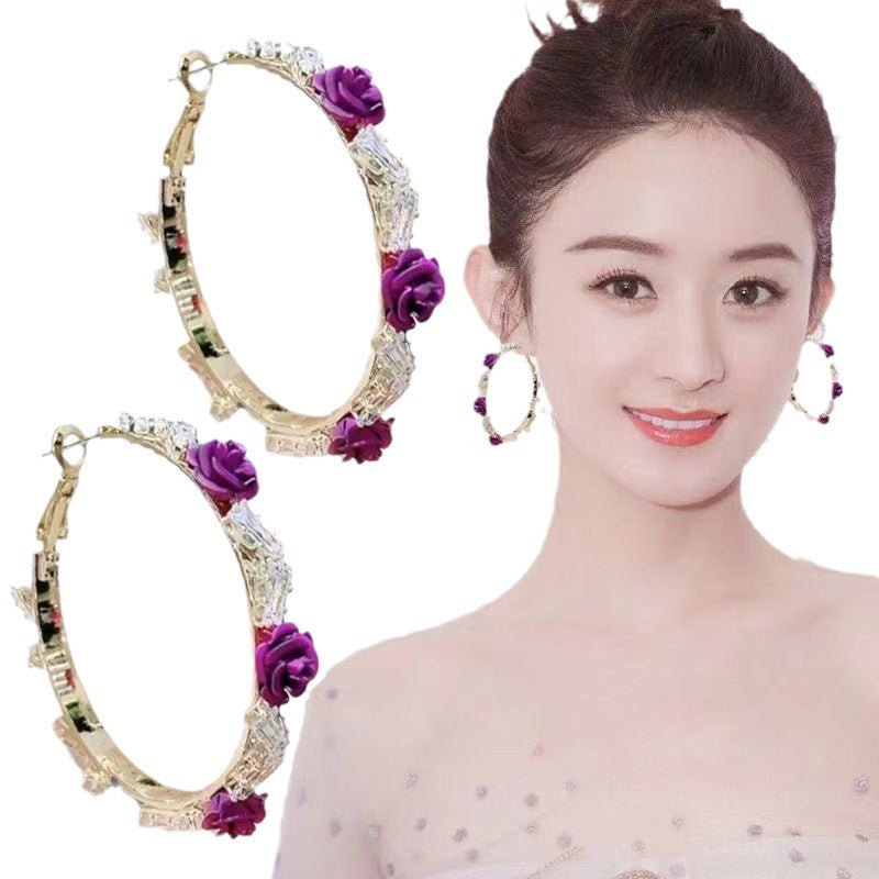 Sweet Rose Eardrop Female Temperament Good-looking Earrings