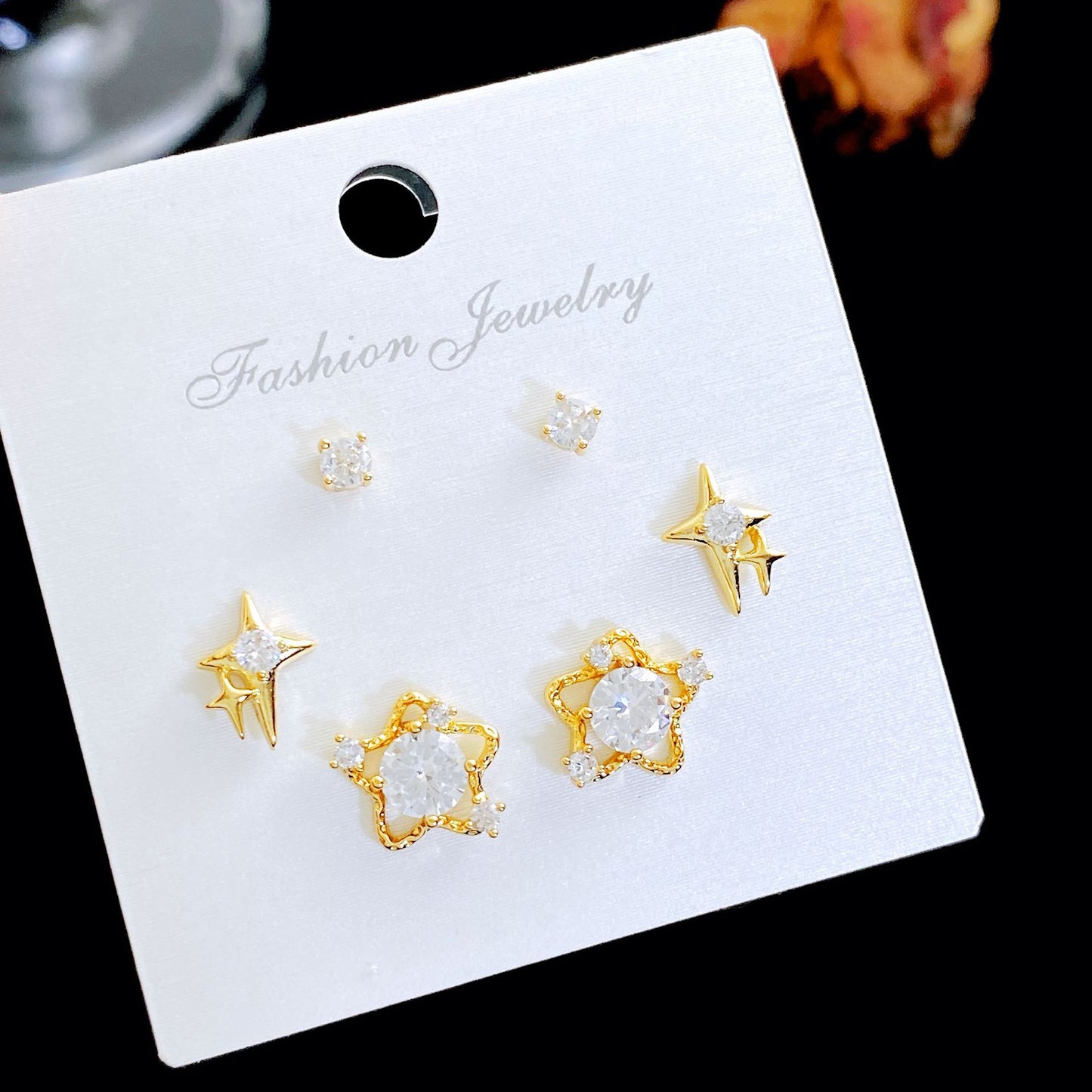 Women's Three Pairs Storage Ear High Sense Earrings