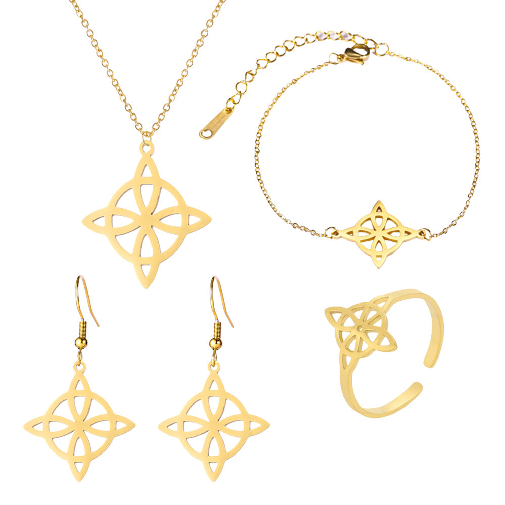 Witch Knot S-shaped Cut Stainless Steel Jewelry Set