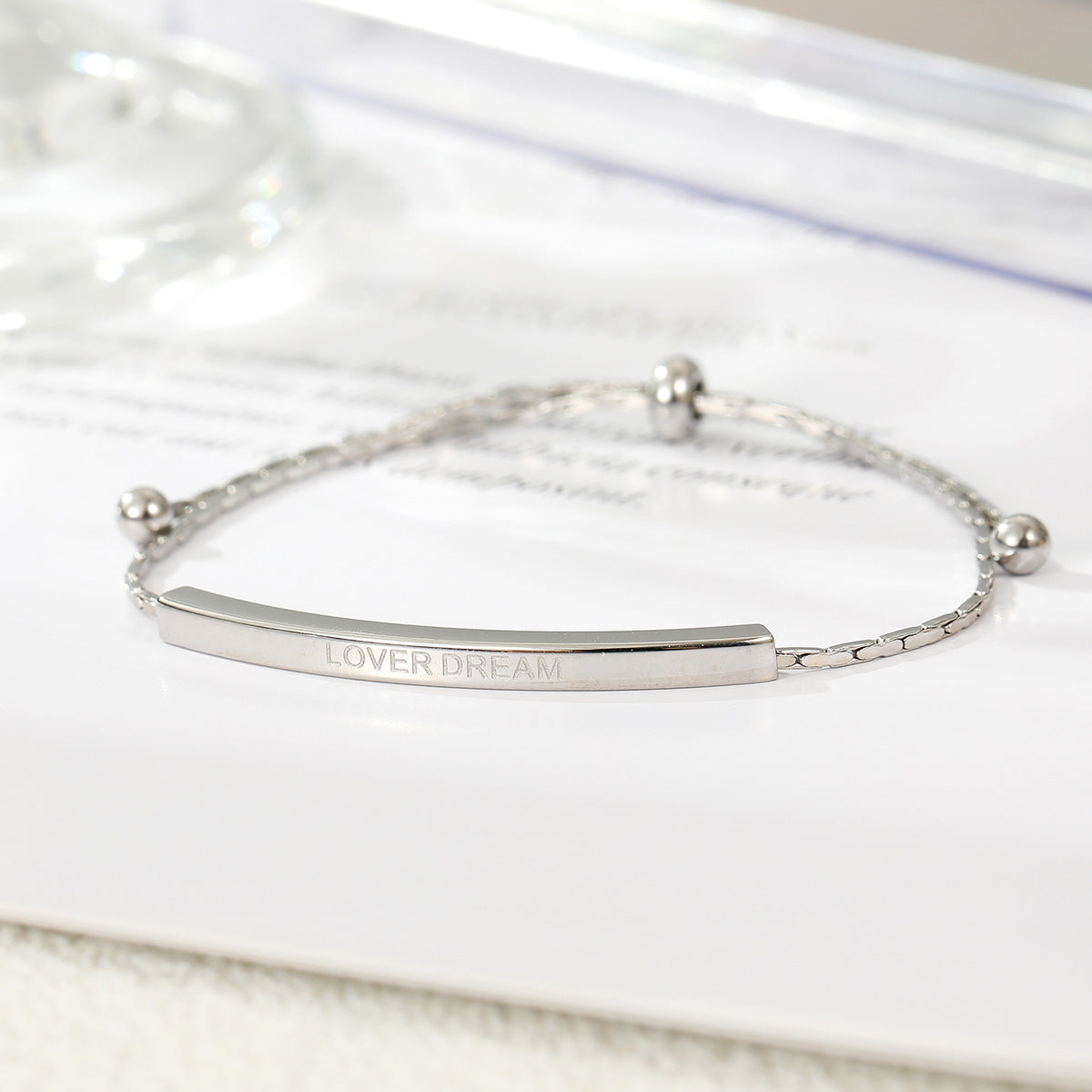 Titanium Steel Retro Pull Minimalist Curved English Letters Dream Bracelet