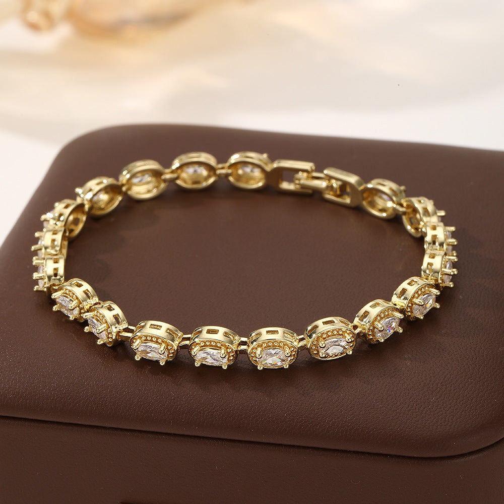 Rainbow Zircon Gold-plated Full Diamond Light Luxury Niche Design Bracelets