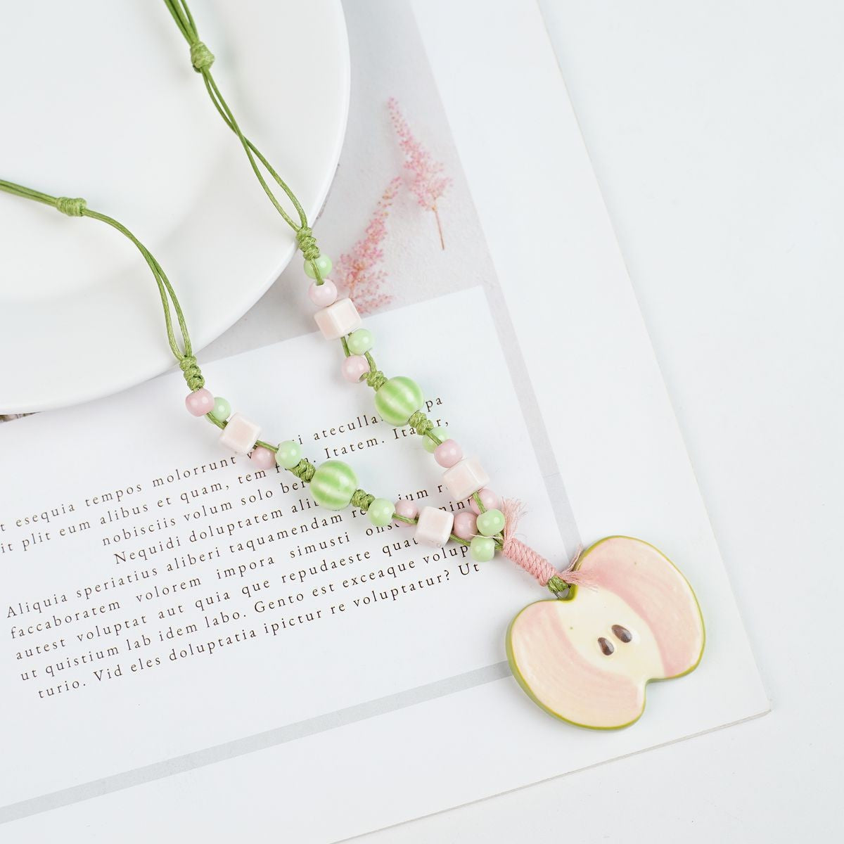 Peace Fu National Fashion Vintage Ceramic Female Longevity Necklaces