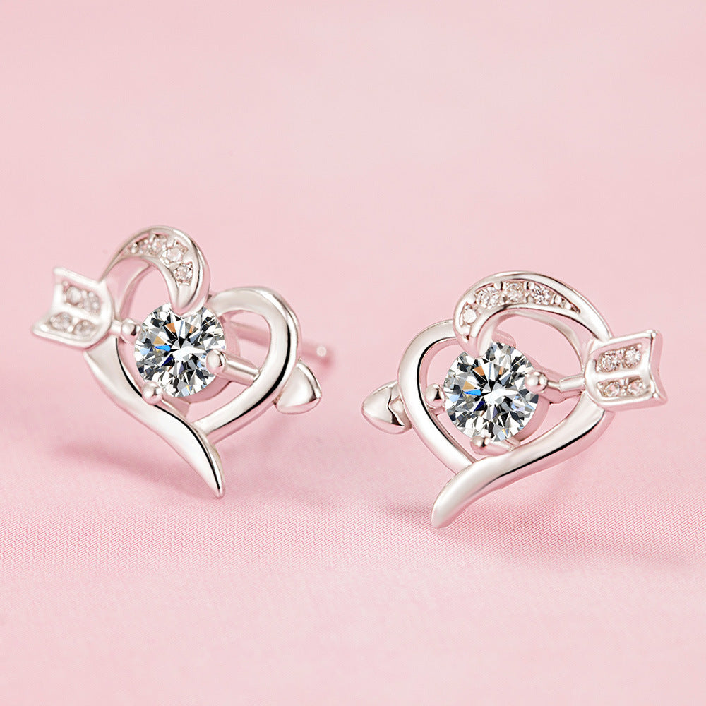 Women's Loving Heart Zircon Heart-shaped Design Fashion Earrings