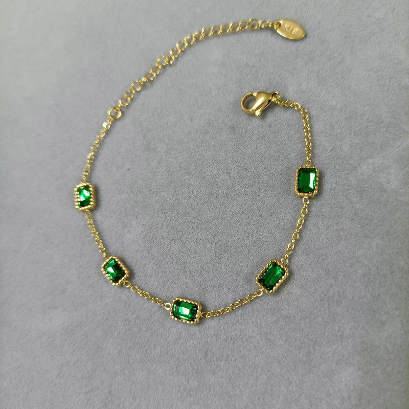 Titanium Steel Gold Plated Grandmother Green Bracelets