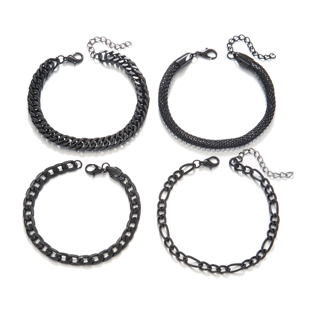 Men's Gun Black Chain Suit Hip Hop Bracelets