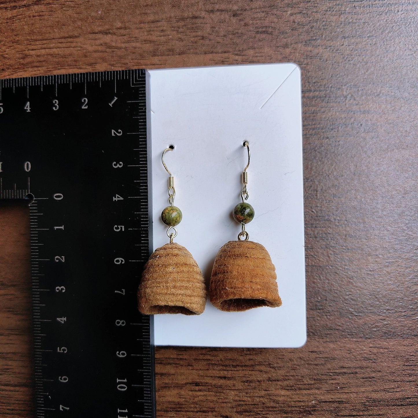 Wooden Chinese Style Art Retro Ear Clip Golden Bell Bodhi Earrings