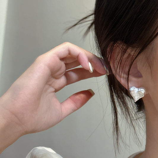 Boucles d'oreilles élégantes en forme de cœur d'amour, Design de Niche de Style coréen