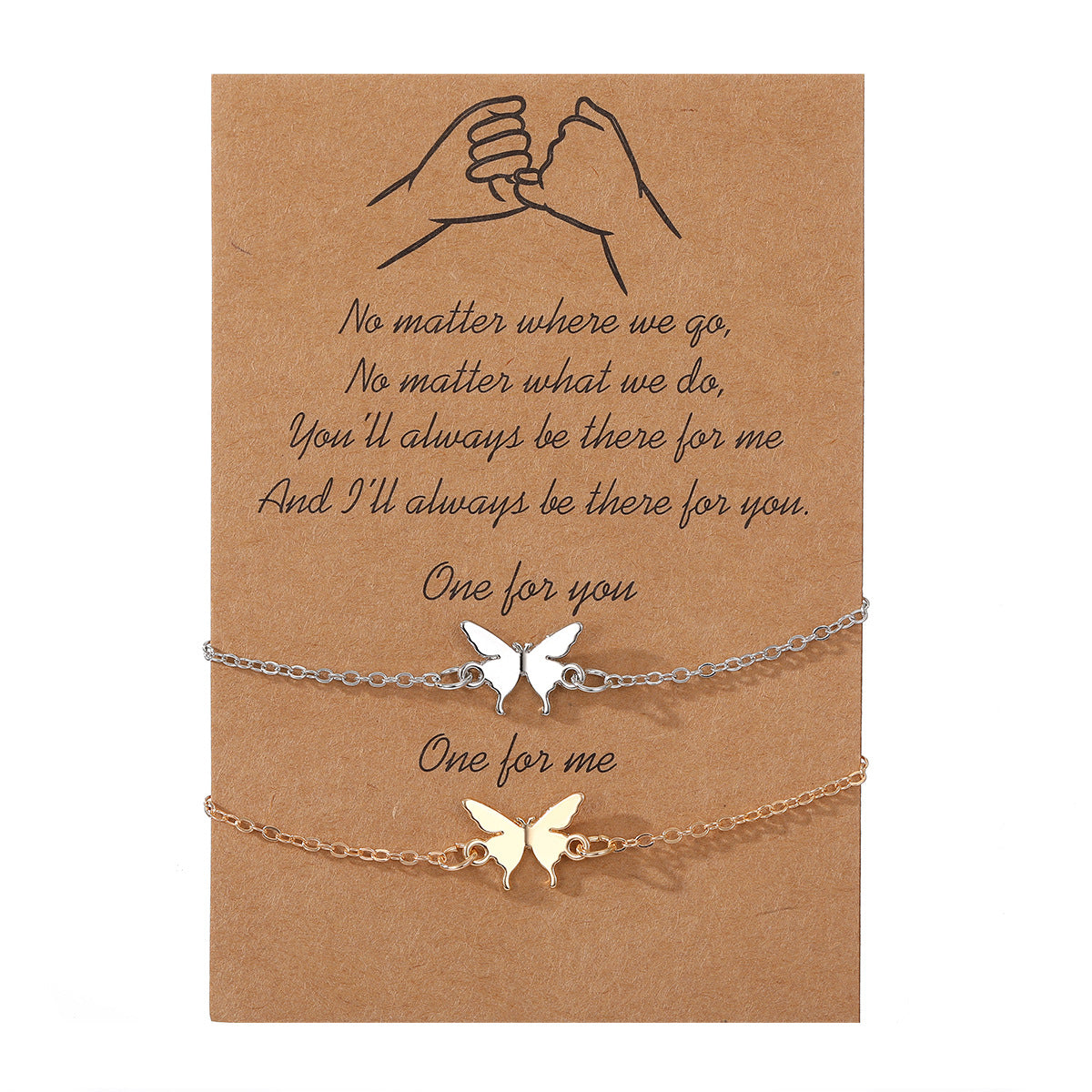 Gold And Sier Butterfly Card Couple Bracelets