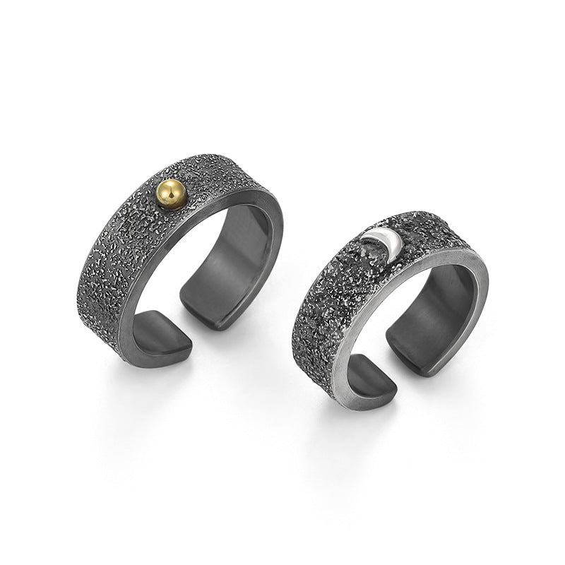 Handmade Sun And Moon Couple Male Female Personality Vintage Rings