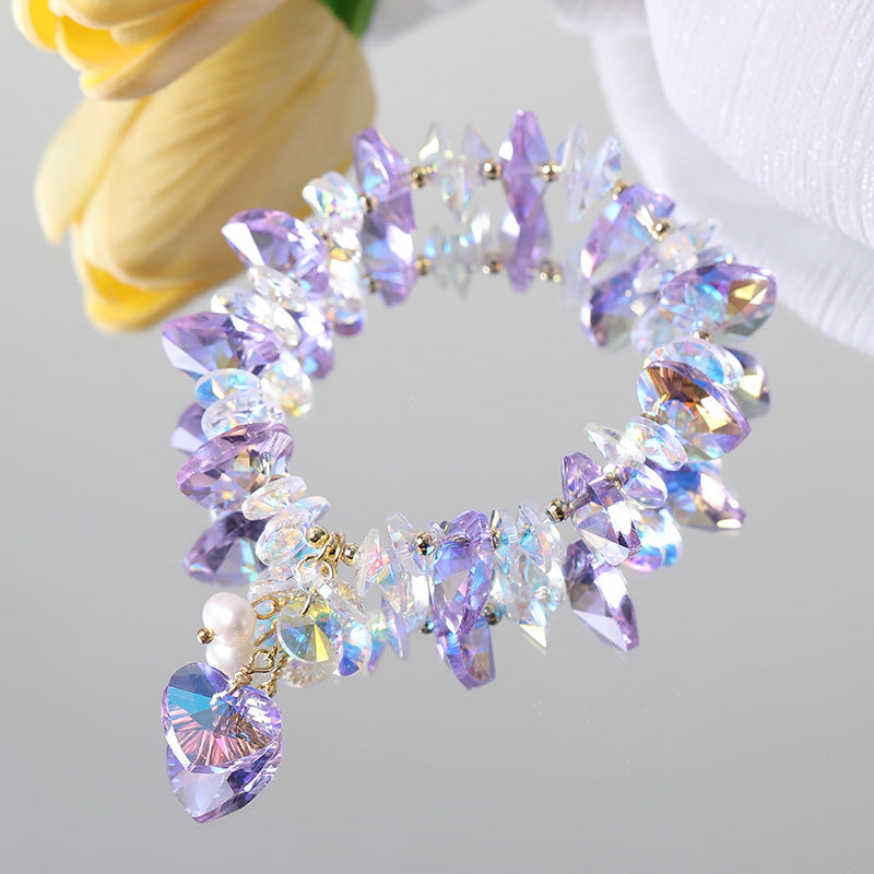 Fashion Fresh Heart-shaped Crystal Pearl Light Bracelets