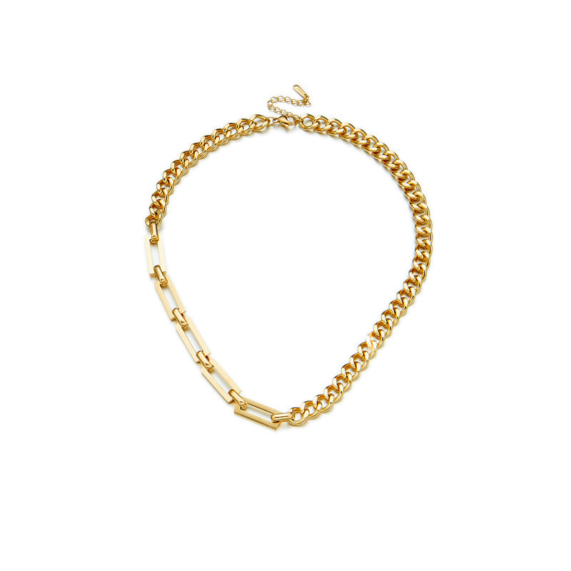Fashion Vintage Metal Hip Hop Punk Gold-plated Titanium Steel Necklaces