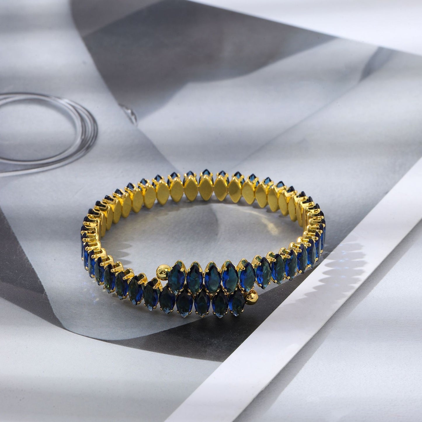 Women's Steel Zircon Stylish Opening Adjustable Titanium Bracelets