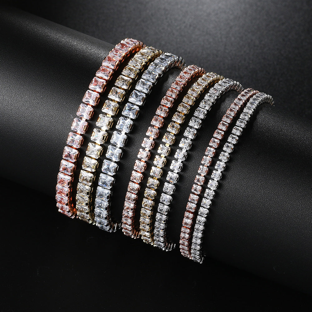 Women's Single Row Square Zircon Full Diamond Bracelets