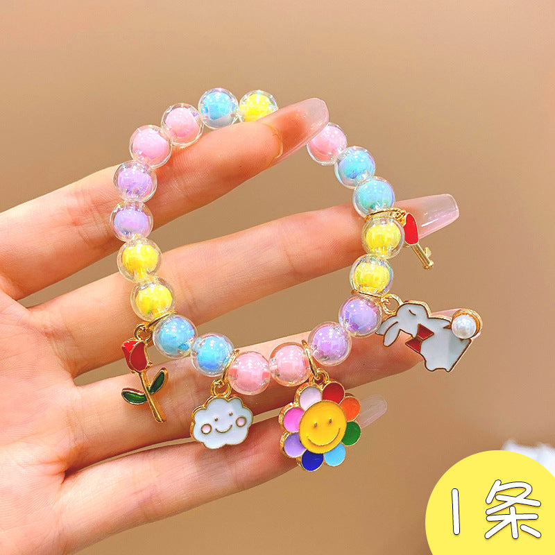 Pendentifs pour enfants, perles, Bracelets à cordes de cristal colorés et doux