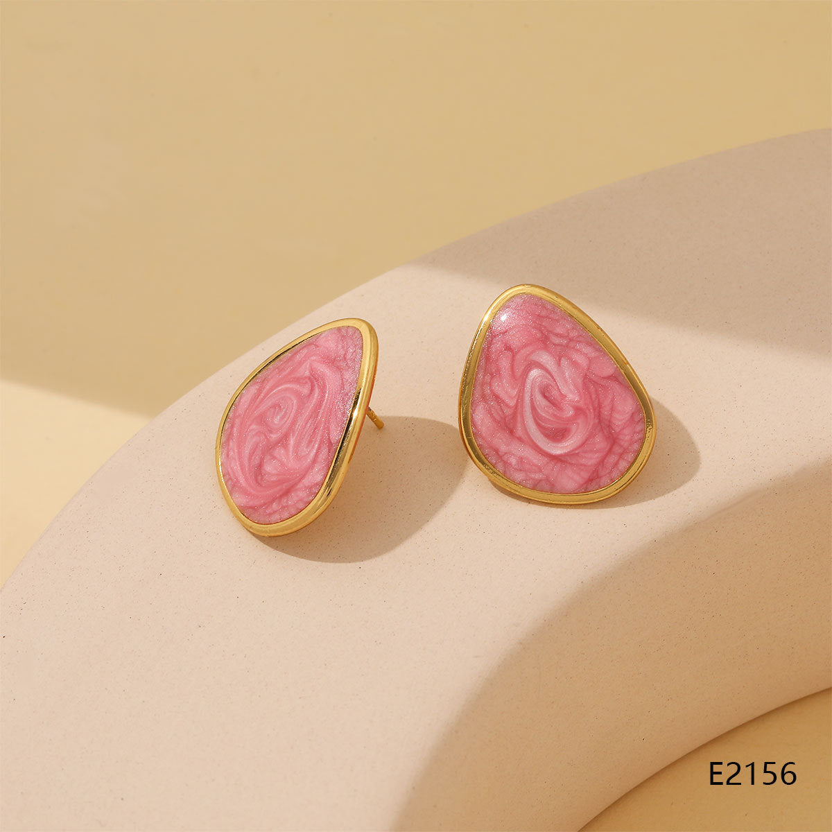 Colorful Geometric Water Drop Light Luxury Design Stud Earrings