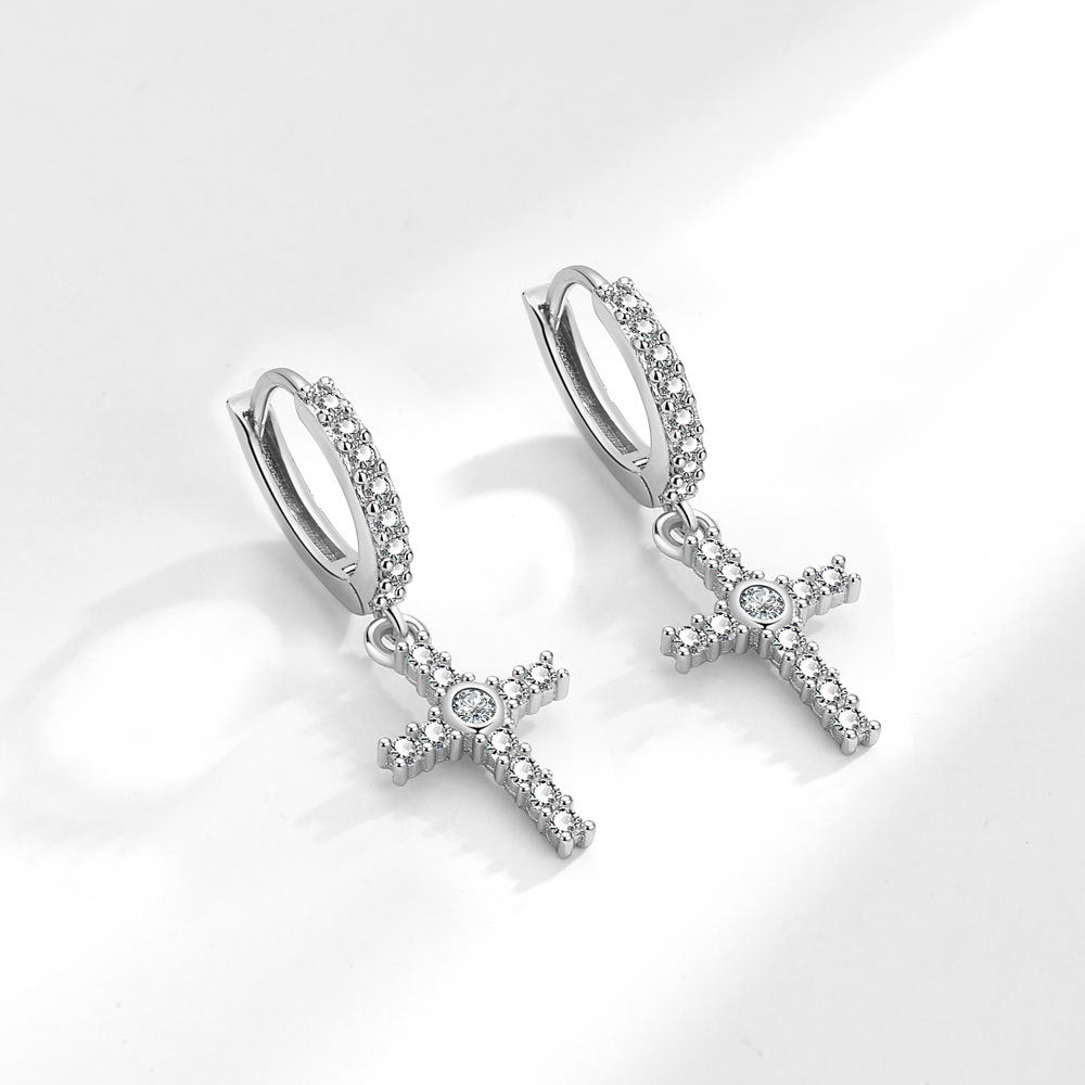 Women's Cross Micro Rhinestone Ear Clip Zircon Earrings