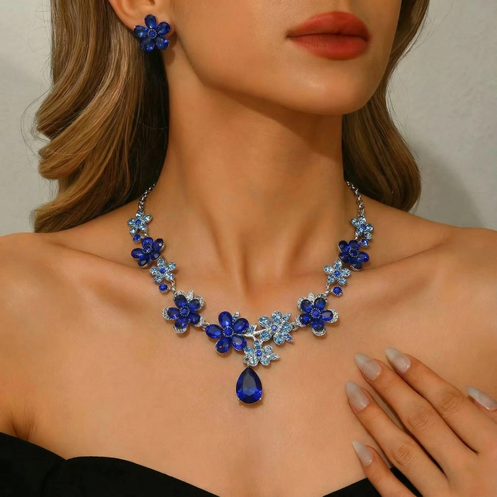 Exaggerated Alloy Suite Bridal Wedding Full Rhinestone Jewelry Set