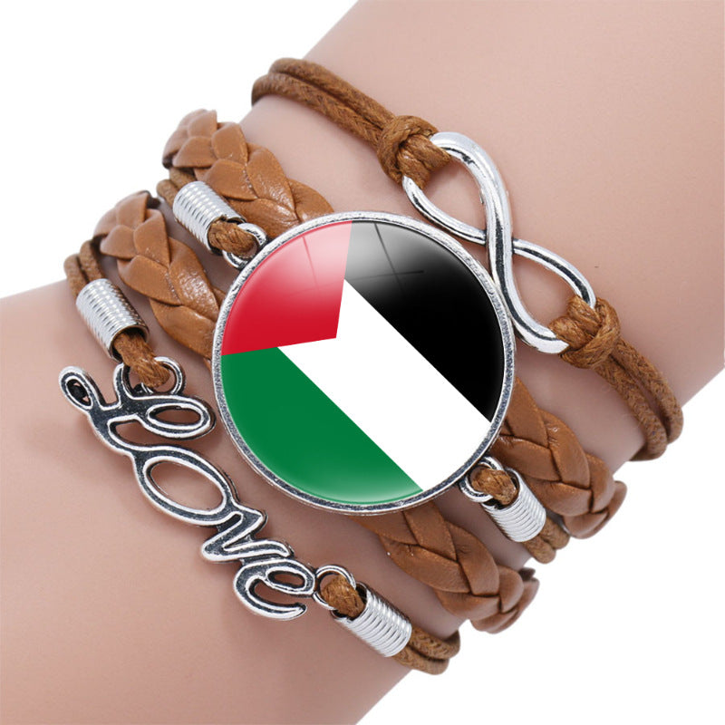 Bracelets infinis en pierre de temps à motif de drapeau palestinien