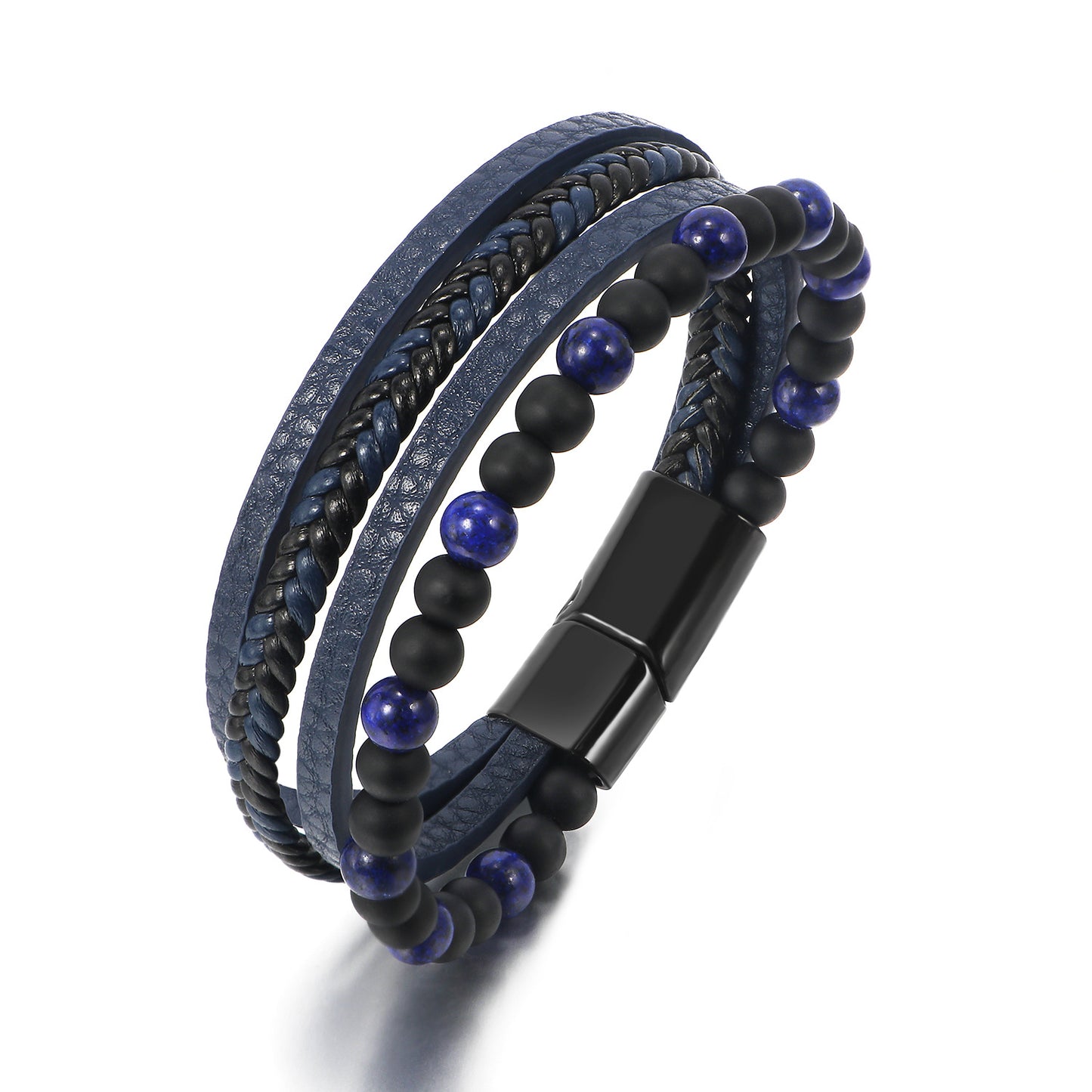 Men's Natural Tigereye Beaded Hand-woven Leather Bracelets