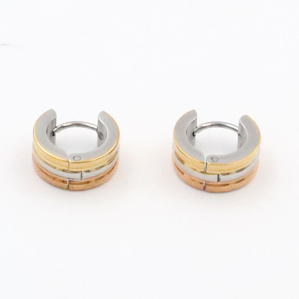 Simple Golden Ear Clip Titanium Steel Round Rings