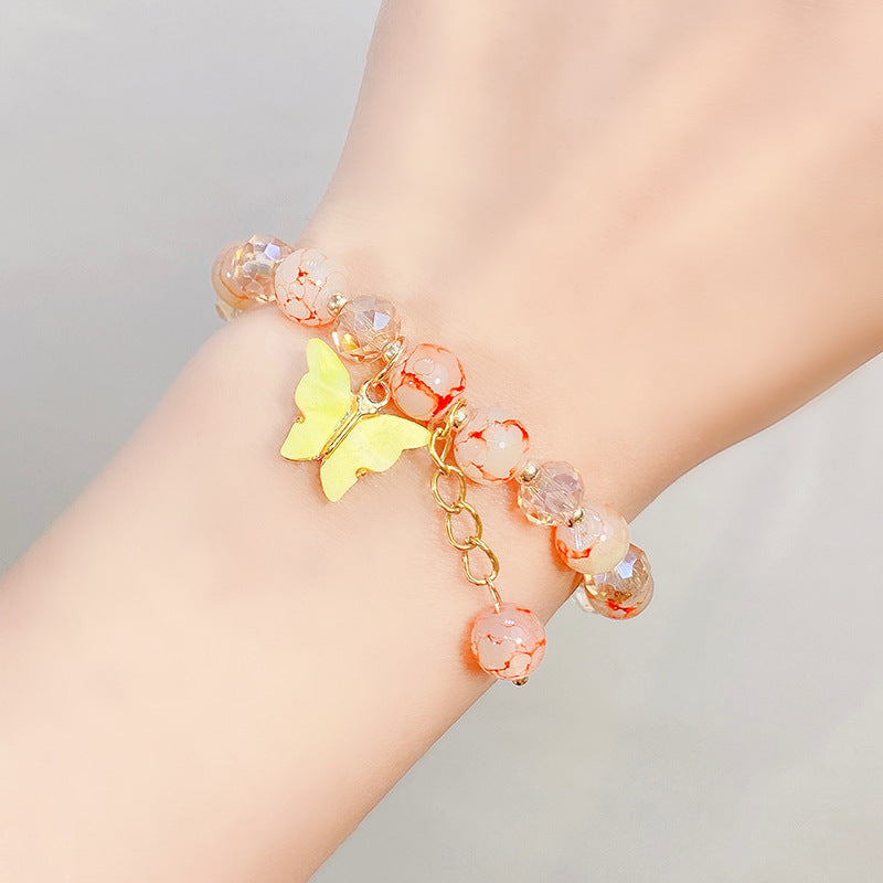 Children's Glaze Beaded Princess Cartoon Crystal Flowers Bracelets