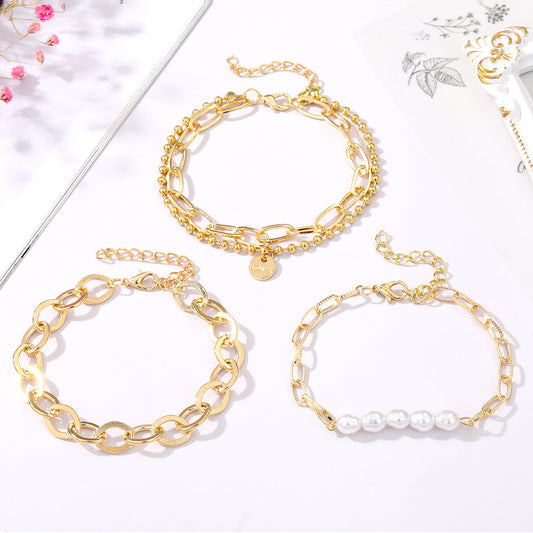 Pearl Fashion Thick Chain English Letter Bracelets