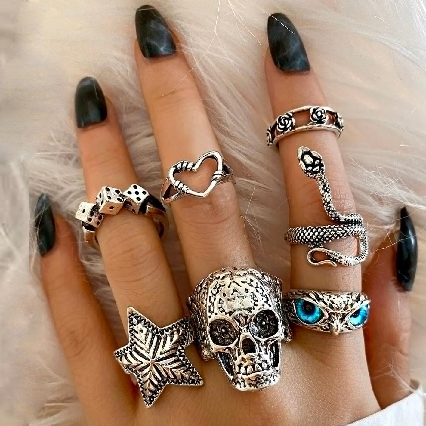 Exaggerated Personalized Skull Starfish Knuckle Owl Rings