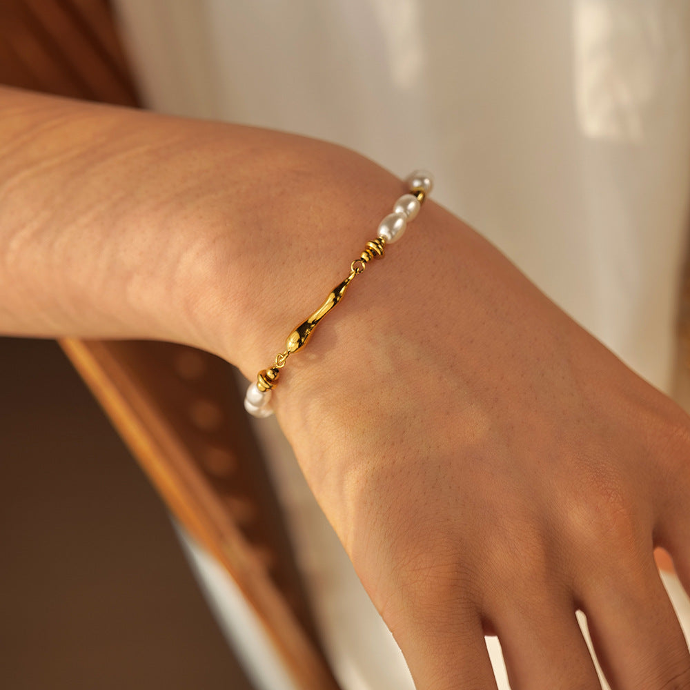 Bracelets en forme de goutte d'eau en forme de perle incrustée d'acier