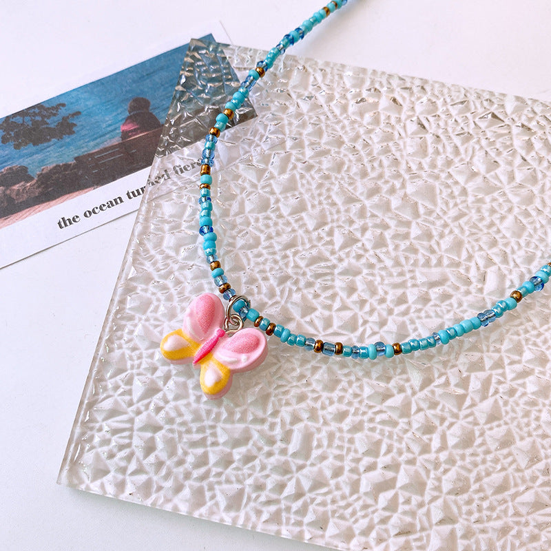 Cute Butterfly Heart Clavicle Chain Dopamine Necklaces