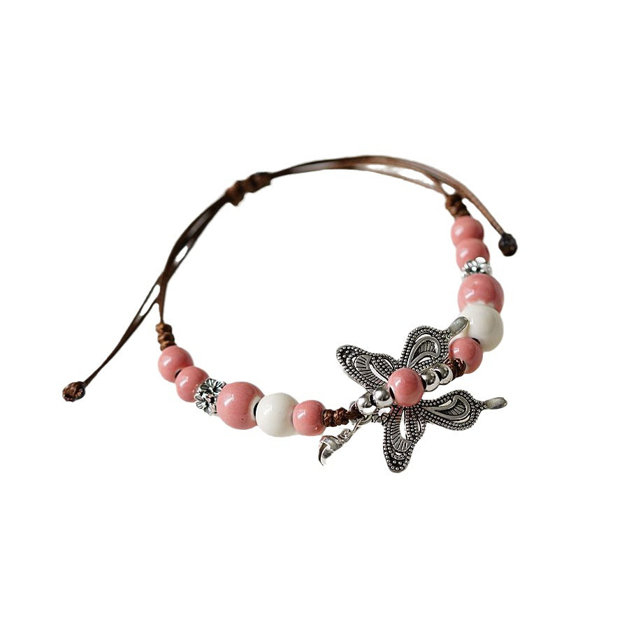 Artistic Crafts Woven Butterfly Ceramic Female National Chinese Carrying Bracelets