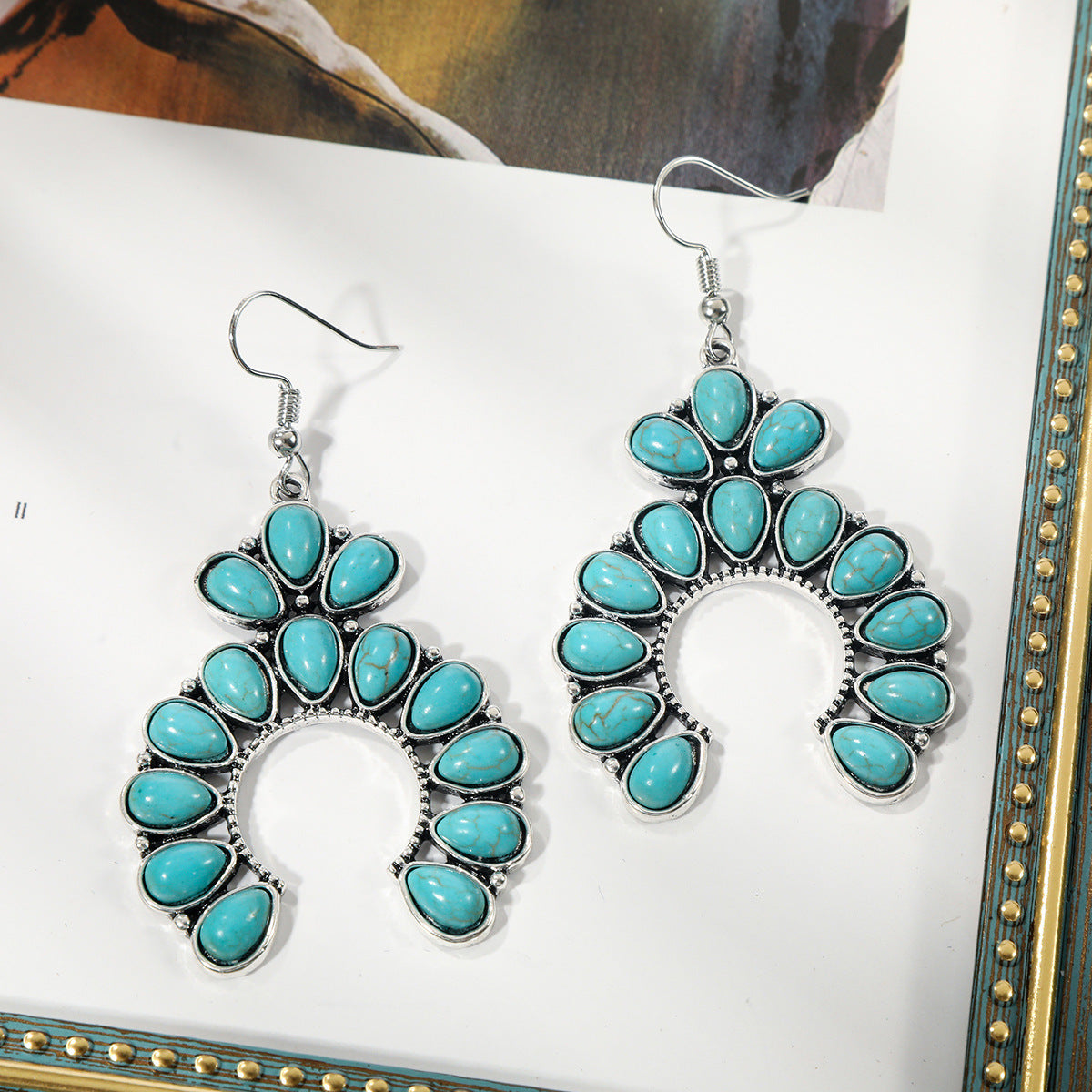 Bohemian Turquoise Vintage Ethnic Style Set Earrings