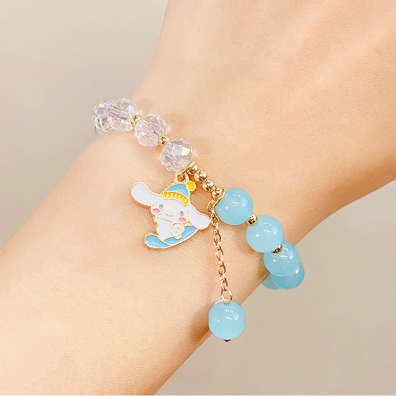 Bracelets de fleurs en cristal de dessin animé de princesse perlée pour enfants