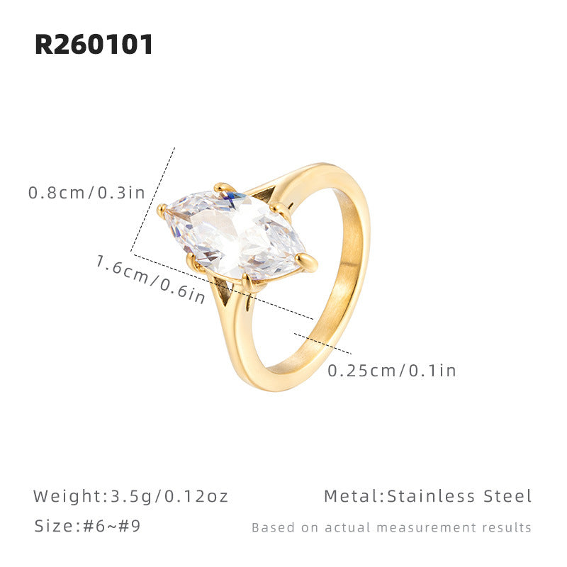Light Luxury Horse Eye Diamond Female Exquisite High Sense Ring