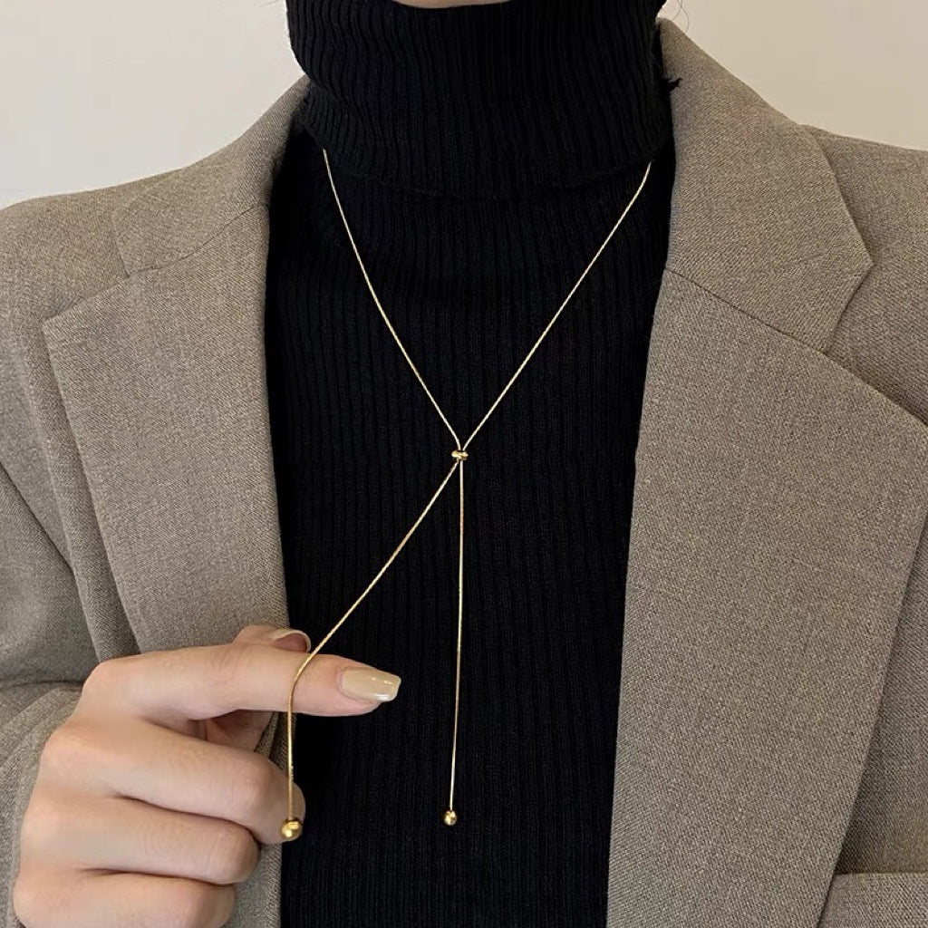 Women's Design Round Beads Tassel For Special Interest Light Luxury High-grade Necklace