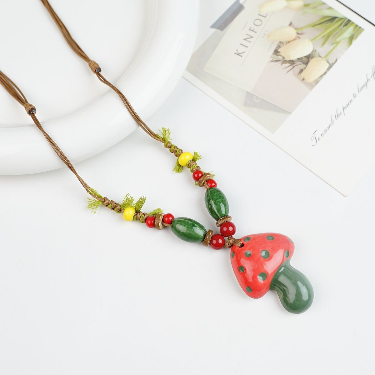 Peace Fu National Fashion Vintage Ceramic Female Longevity Necklaces