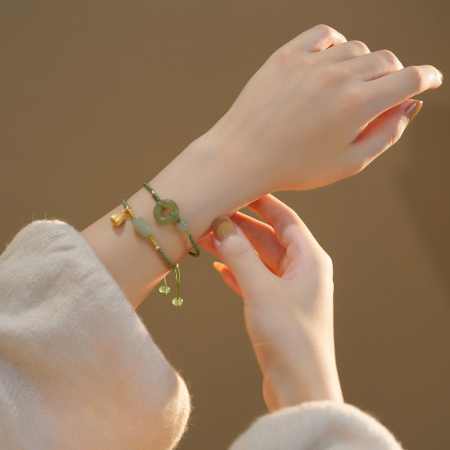 Women's Out China Jade Peace Buckle Carrying Strap Vintage Gift National Bracelets