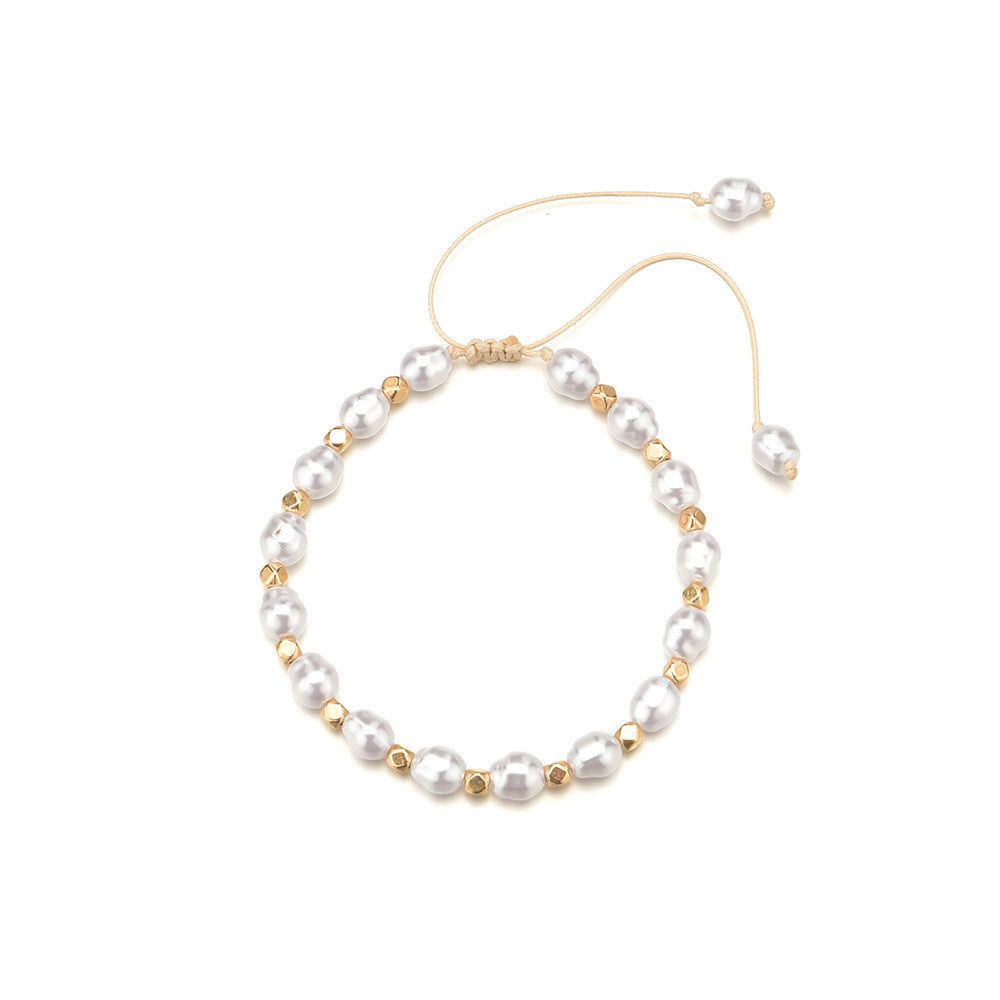 Women's Shaped Imitation Pearl Vintage Hand Weaving Bracelets