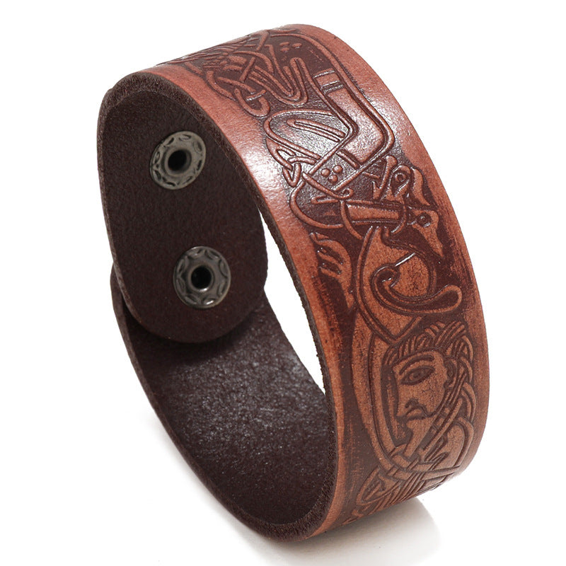 Men's Pattern Retro Cattle Leather Personality Ornament Bracelets