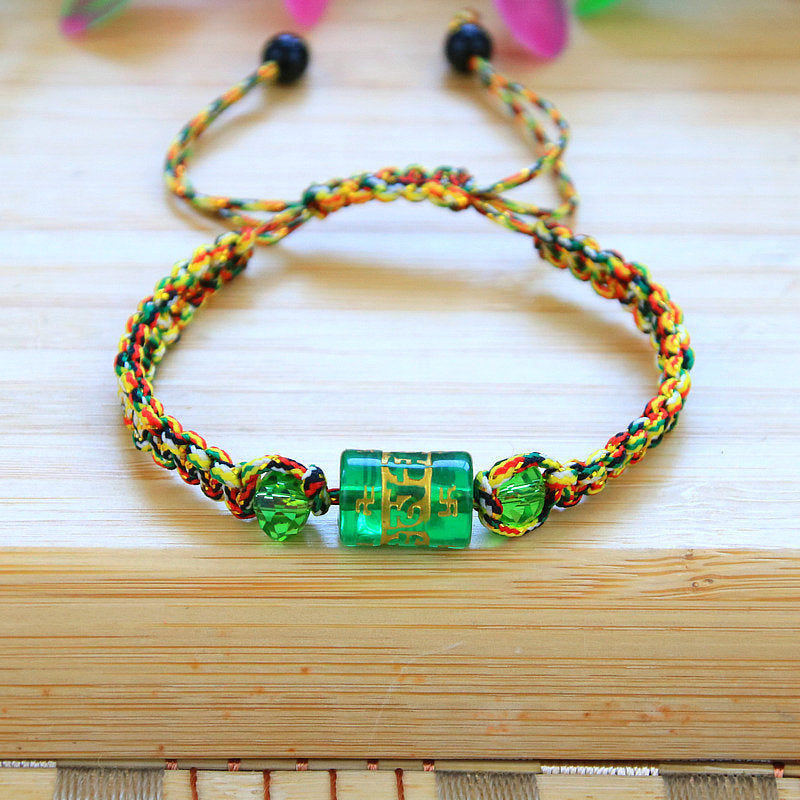 Words Mantra Barrel Beads Line Woven Bracelets