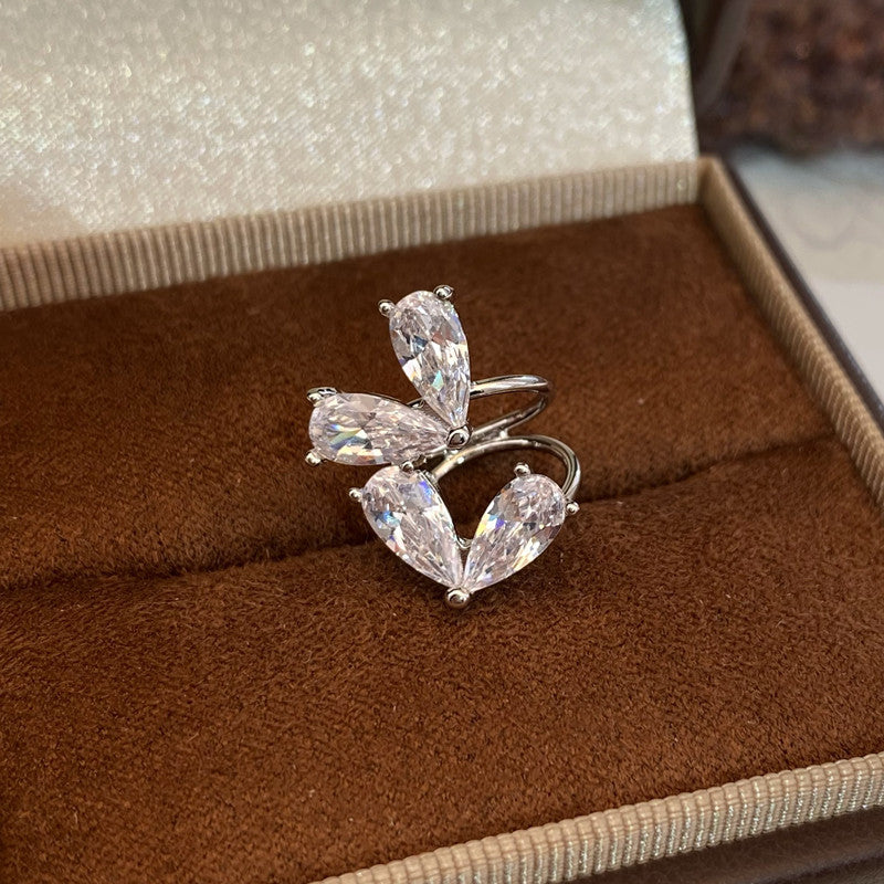 Sweet Loving Heart Zircon Without Pierced Female Niche Unique Ear Clip